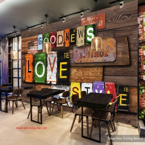 3d wall paintings for cafe in vintage style d189