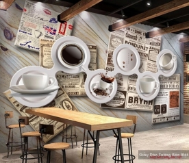 3d wall paintings for cafe v091