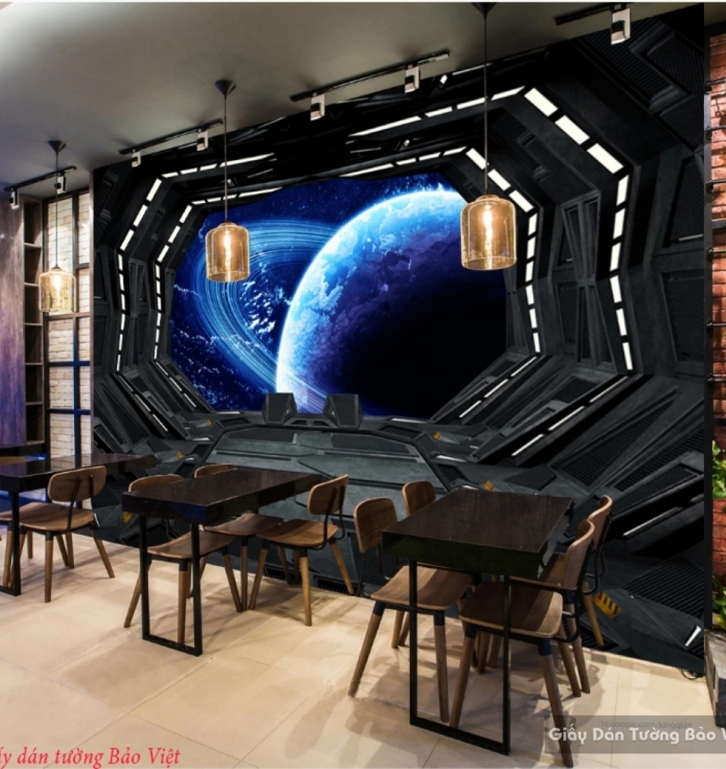 3d galaxy wall paintings for cafe v027