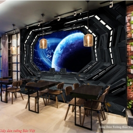 3d galaxy wall paintings for cafe v027