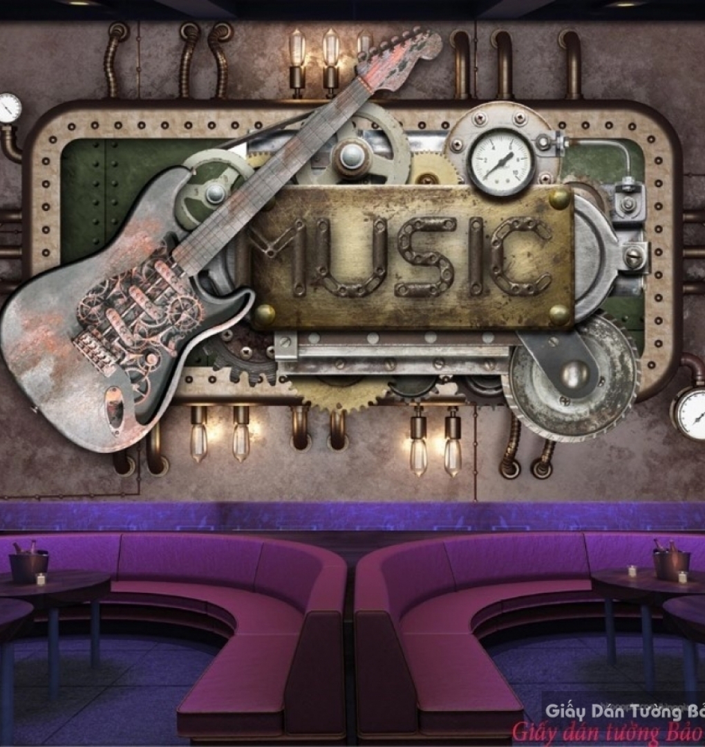 Wall paintings of 3d guitar v025
