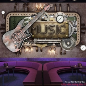 Wall paintings of 3d guitar v025