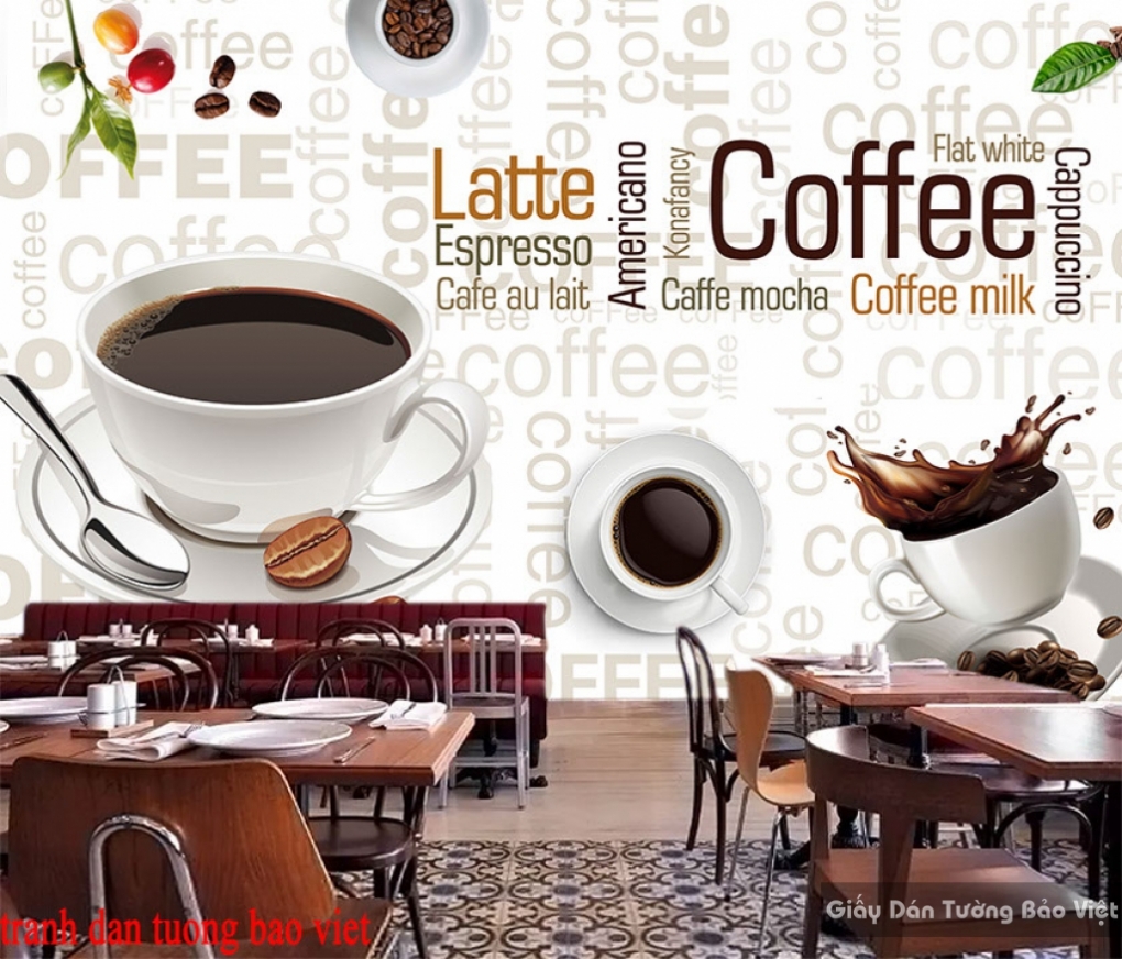 Wallpaper for cafe Fm401 | Bao Viet wall paintings
