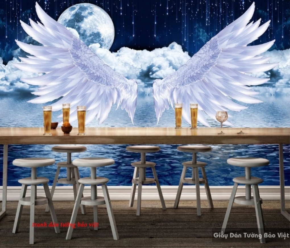 3D Look Angel Sculpture Wallpaper Mural • Wallmur®