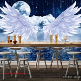 Wall paintings of angel wings for cafe D159 | Bao Viet wall paintings