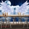 Wall paintings of angel wings for cafe D159