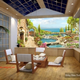 Landscape wall paintings for cafe fi085