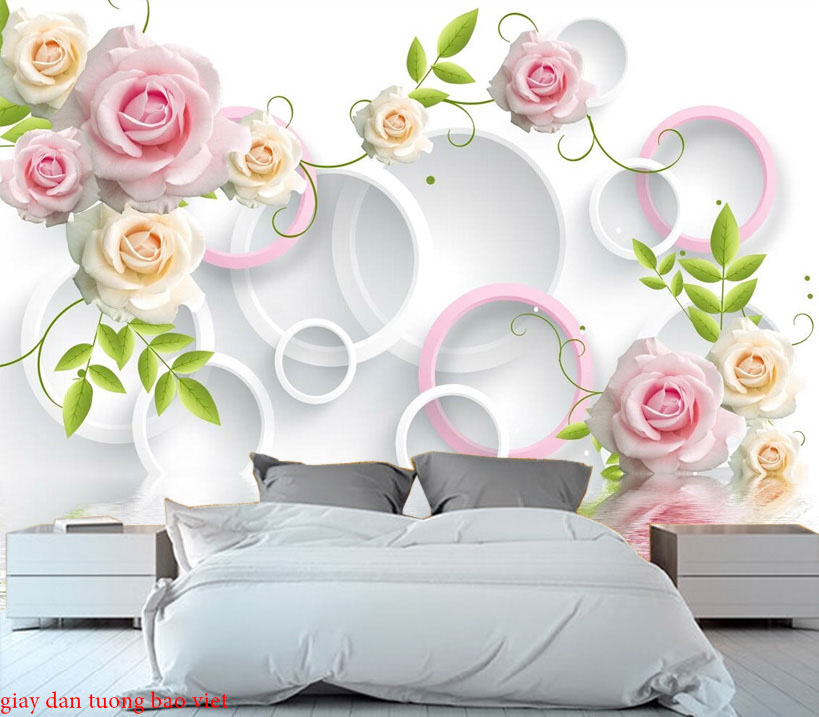 3d pink flower clock for bedroom d235m