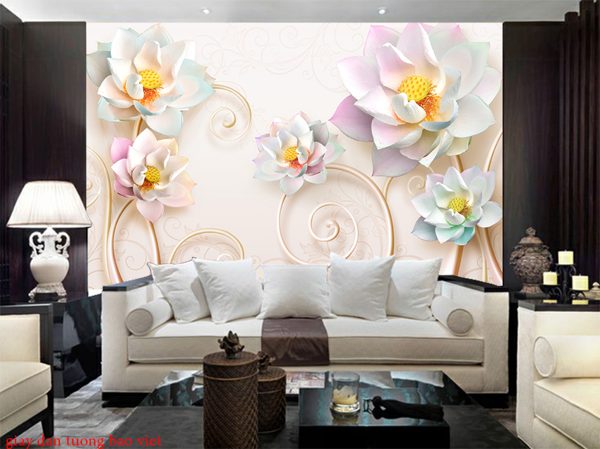 3d lotus flower wallpaper for the room fl142m