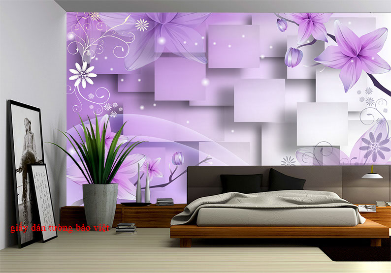 3d purple bedroom wallpaper d091 | Bao Viet wallpaper