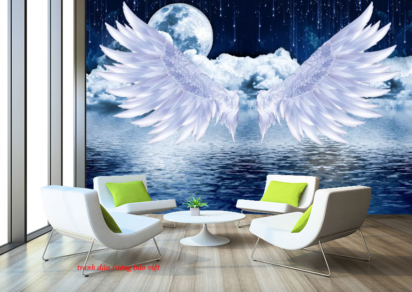 Wall paintings of angel wings for cafe D159 | Bao Viet wall paintings