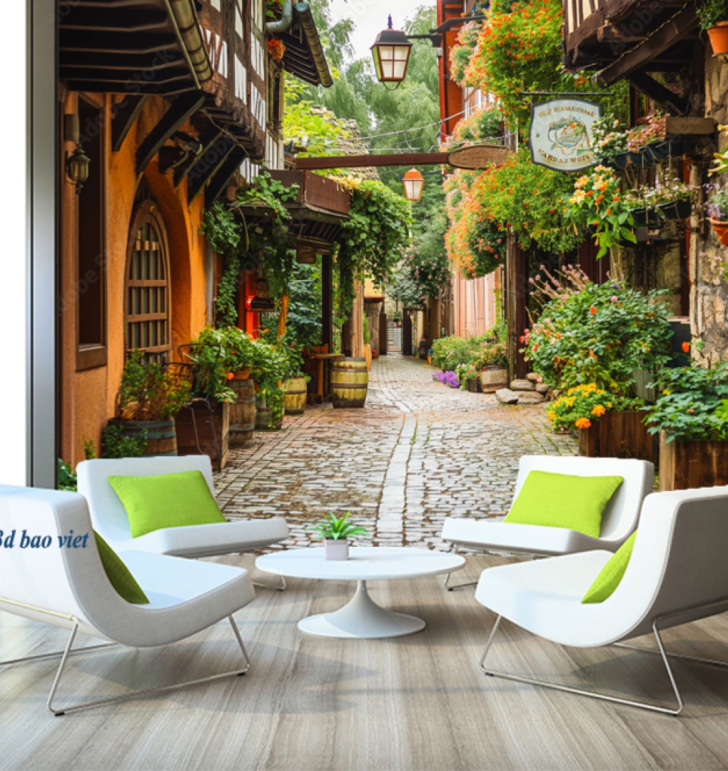 tranh dán tường 3d cho quán cafe 2026-70