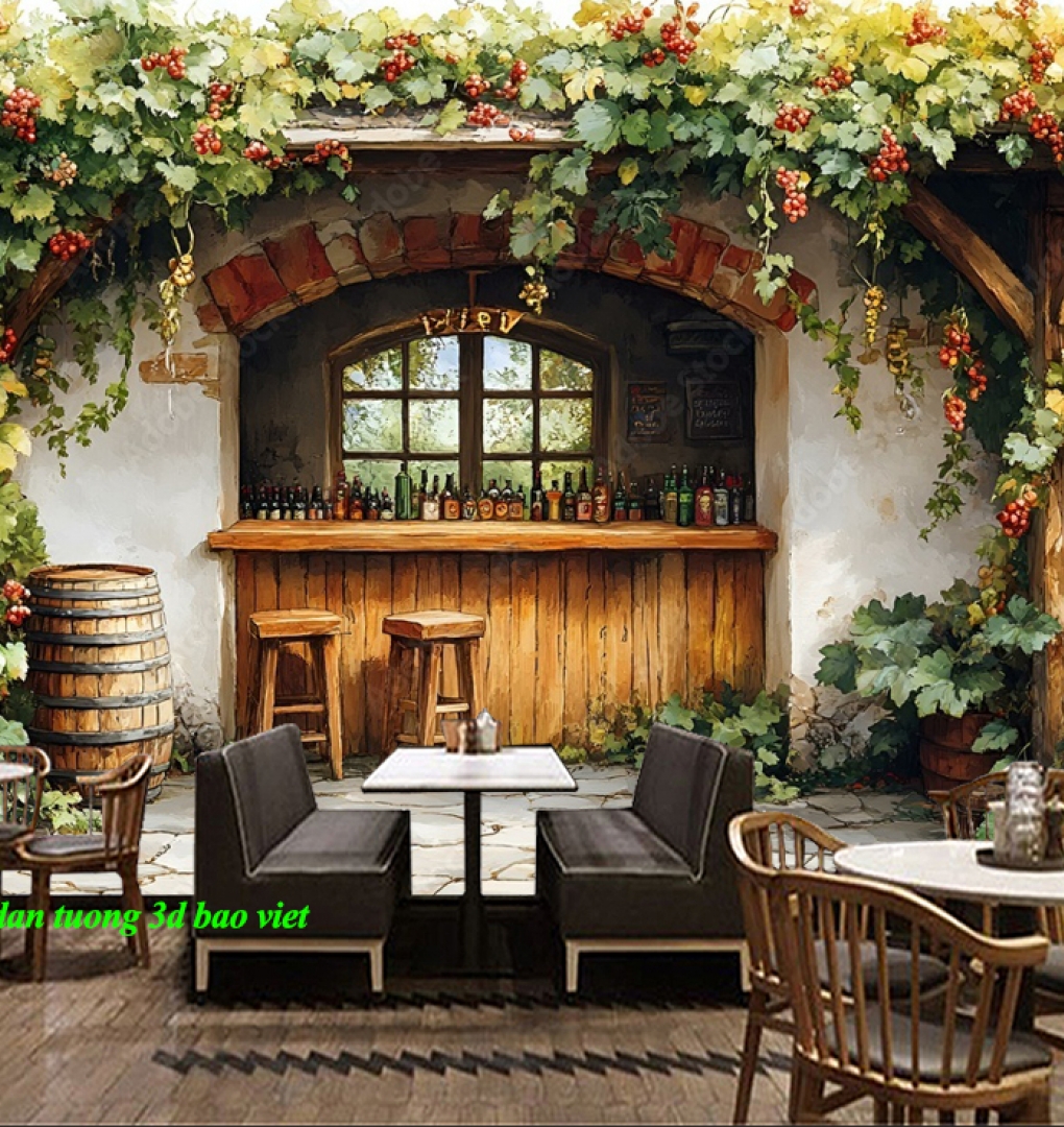 Tranh dán tường cho quán cafe n2026-203