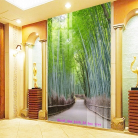 Decal dán kính 2 mặt rừng tre str040