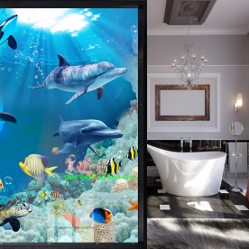 Tranh dán kính 3d 2 mặt cho phòng tắm ks302