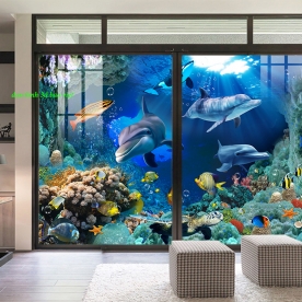 Tranh dán kính 3d 2 mặt đại dương s302