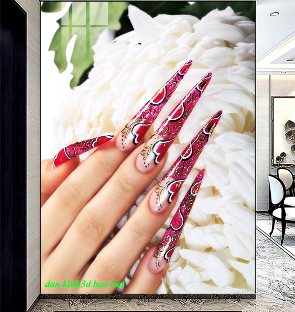 Decal dán kính cao cấp cho tiệm nails nails081