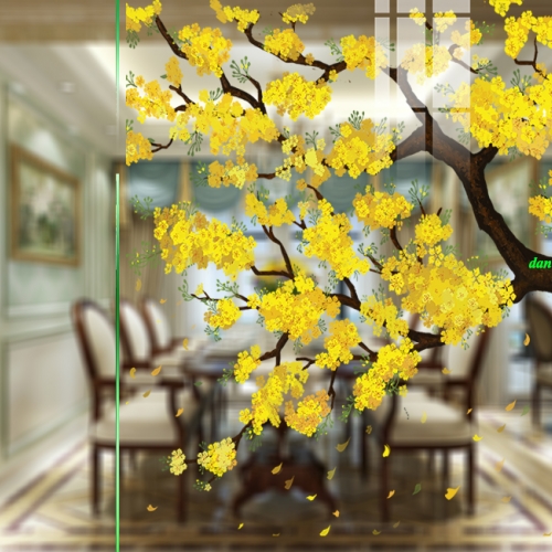 Decal dán kính cao cấp hoa mai se203