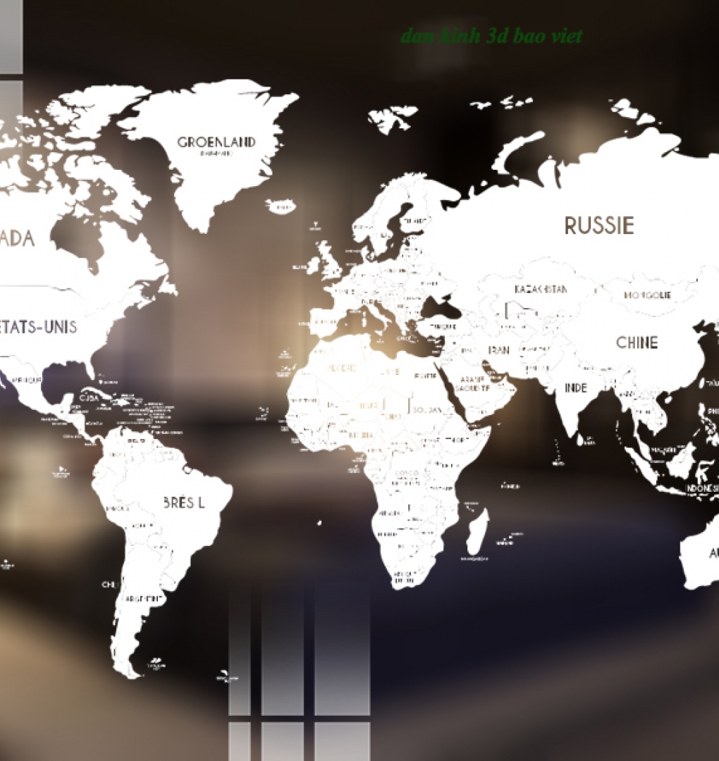 Decal dán kính nghệ thuật bản đồ thế giới glass183