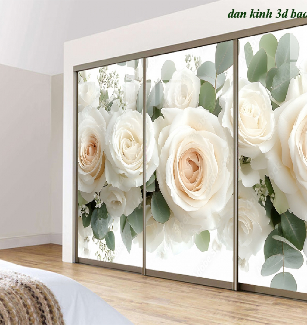 Tranh dán kính 3d 2 mặt hoa hồng sn2026-08