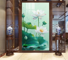 Tranh dán kính 3d 2 mặt hoa sen n2026-29