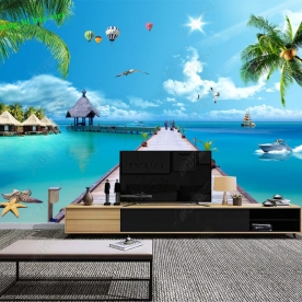 Tranh dán tường phong cảnh biển 3d me423