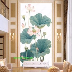 Tranh dán kính 3d 2 mặt hoa sen n2004-461