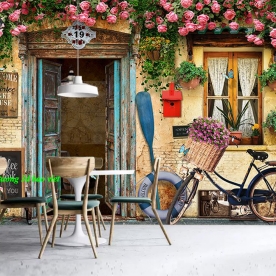 Tranh dán tường quán cafe trà sữa n2004-480