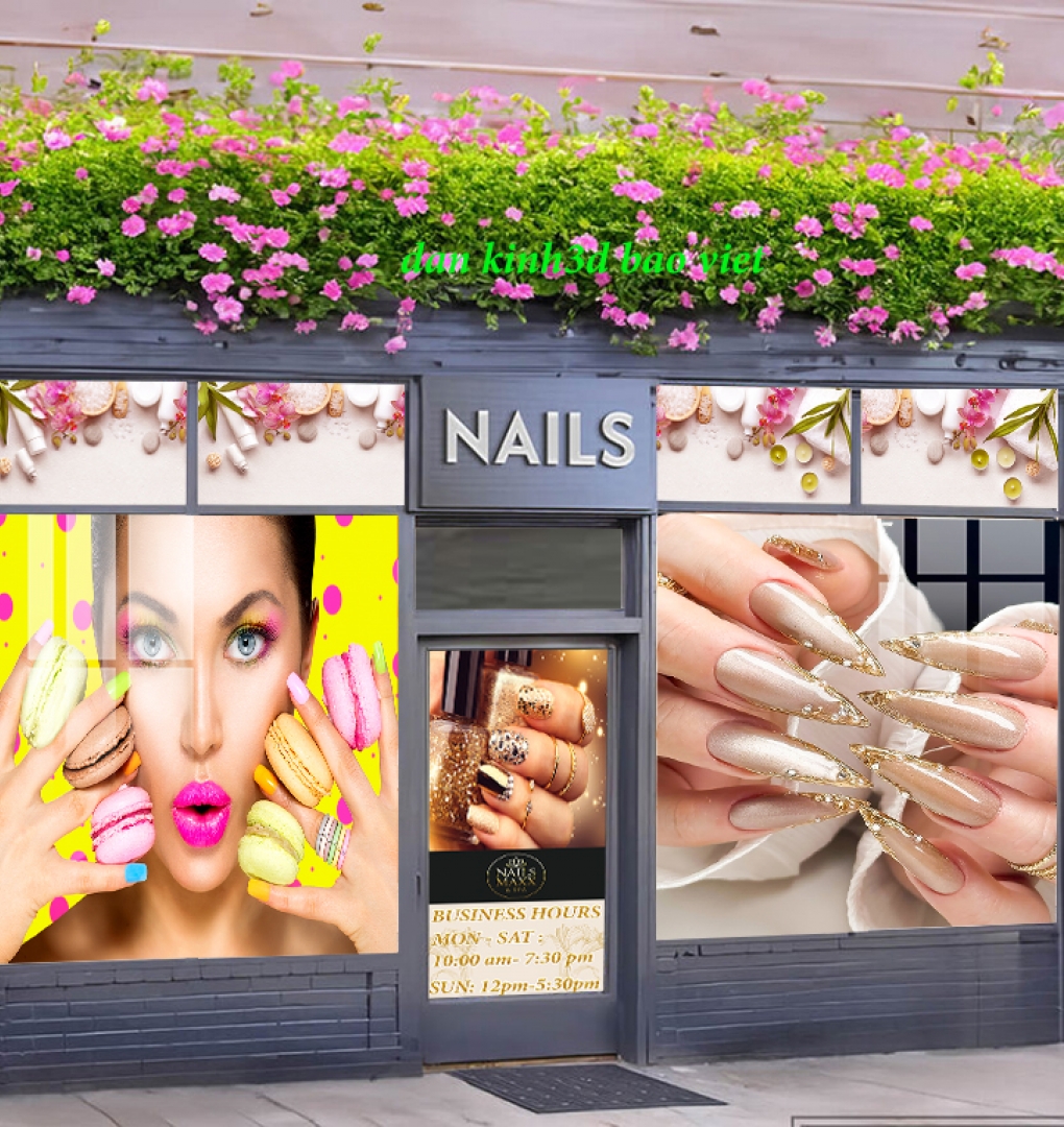 Decal dán kính cao cấp nails spa nails072