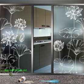 Decal dán kính mờ hoa sen siglass177
