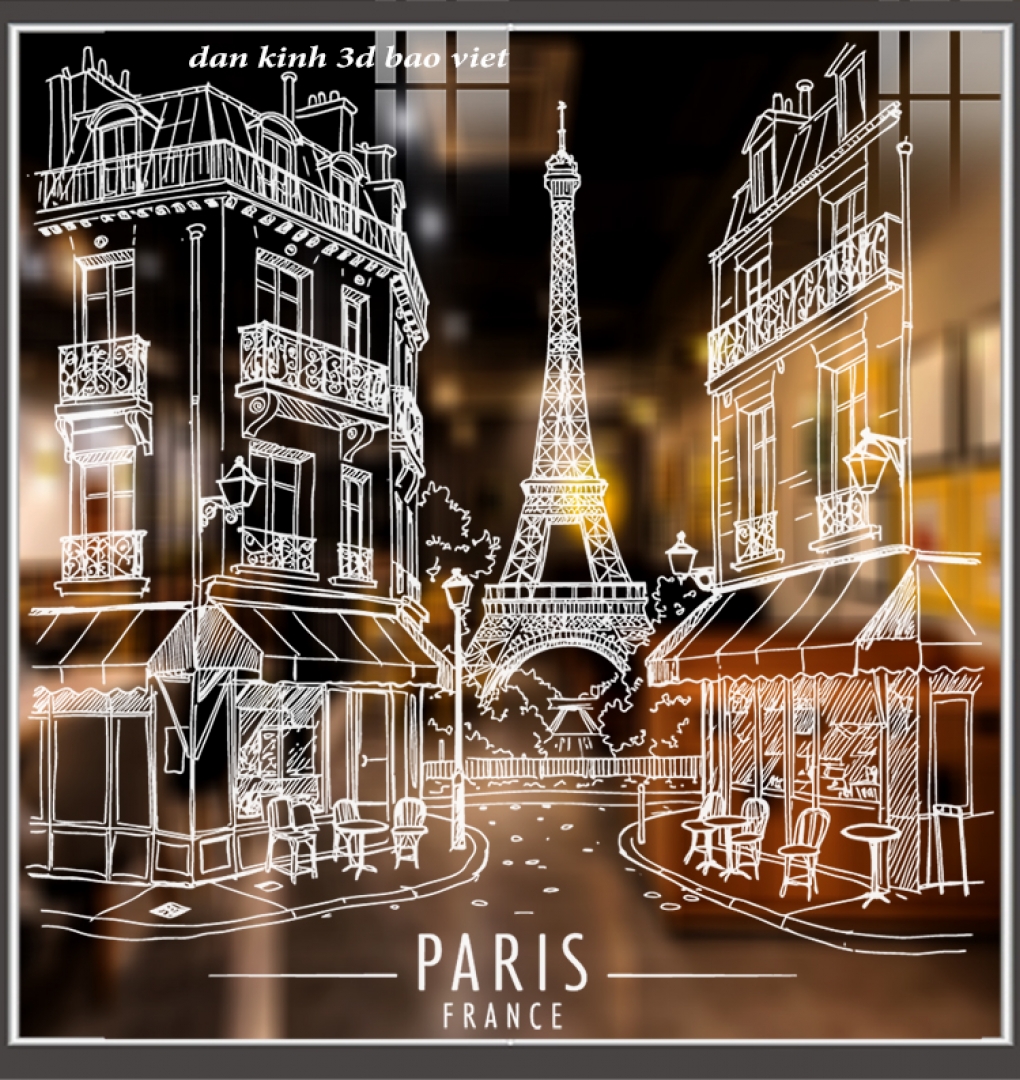 Decal dán kính nghệ thuật 3d trong suốt glass176