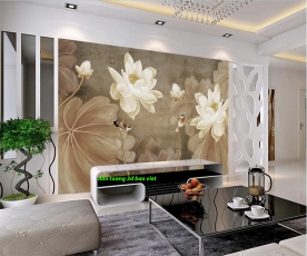 Giấy dán tường phòng khách hoa sen h401