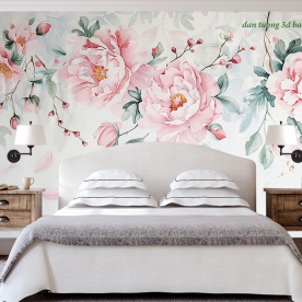 Giấy dán tường phòng ngủ hoa 3d h401