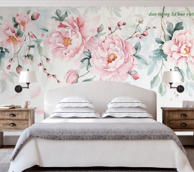 Giấy dán tường phòng ngủ hoa 3d h401