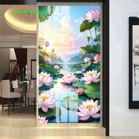 Tranh dán kính 3d 2 mặt hoa sen n2005-331