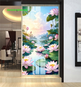 Tranh dán kính 3d 2 mặt hoa sen n2005-331