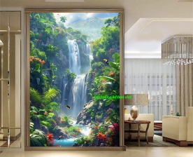 Tranh dán tường thác nước 3d k610