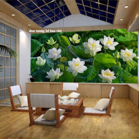 Giấy dán tường phòng khách hoa sen h408