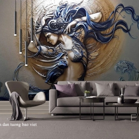 Tranh dán tường 3d cho quán cafe me158