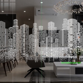 Decal dán kính nghệ thuật 3d trong suốt glass109