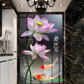 Tranh dán kính 3d 2 mặt hoa sen n2003-279