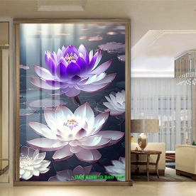 Tranh dán kính 3d 2 mặt hoa sen n2003-288