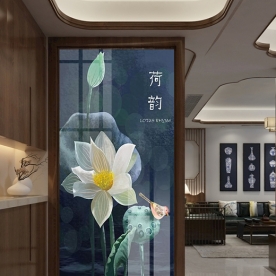 Tranh dán kính hoa sen 3d 2 mặt n2003-274