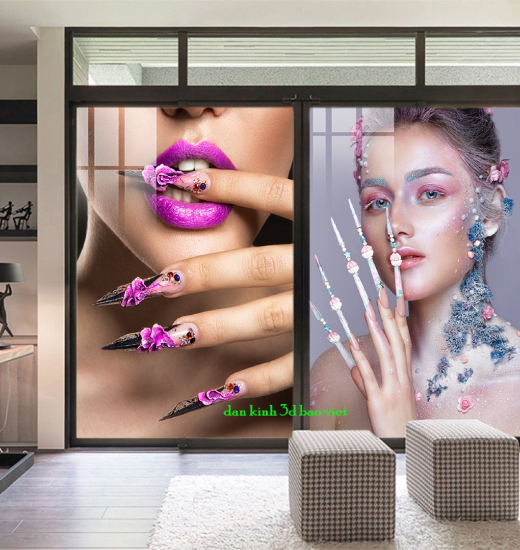 Decal dán kính cao cấp tiệm nails spa nails074