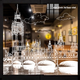 Decal dán kính nghệ thuật 3d trong suốt glass181