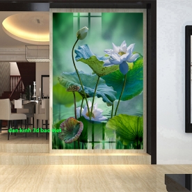 Tranh dán kính 3d 2 mặt hoa sen k616