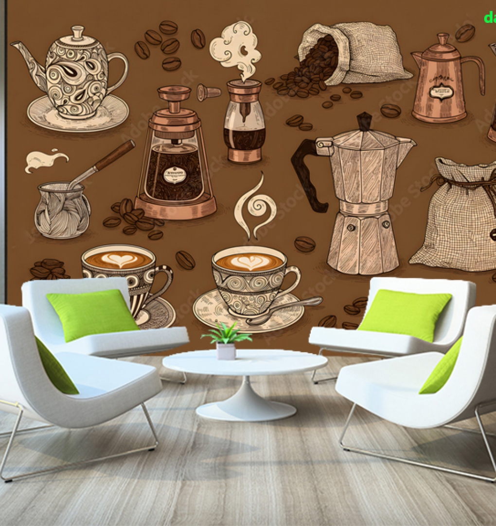 Tranh dán tường cho quán cafe n2005-344