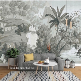 Giấy dán tường lá cây tr333