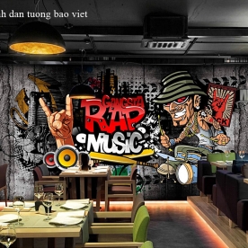 Tranh dán tường cho quán cafe fm504