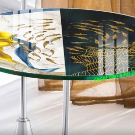 Decal dán kính 3d cho mặt bàn kính b003